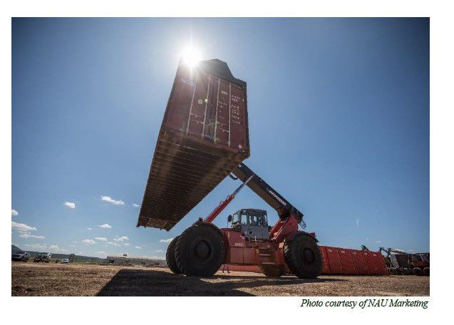 Container and tractor